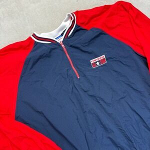 Vintage Converse Jacket Men 2XL Red All Star Pullover 1/4 Zip Windbreaker 90 USA